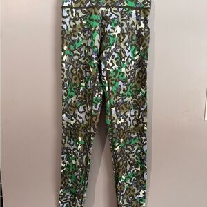 Aerie Kids Green and Blue Patterned Leggings